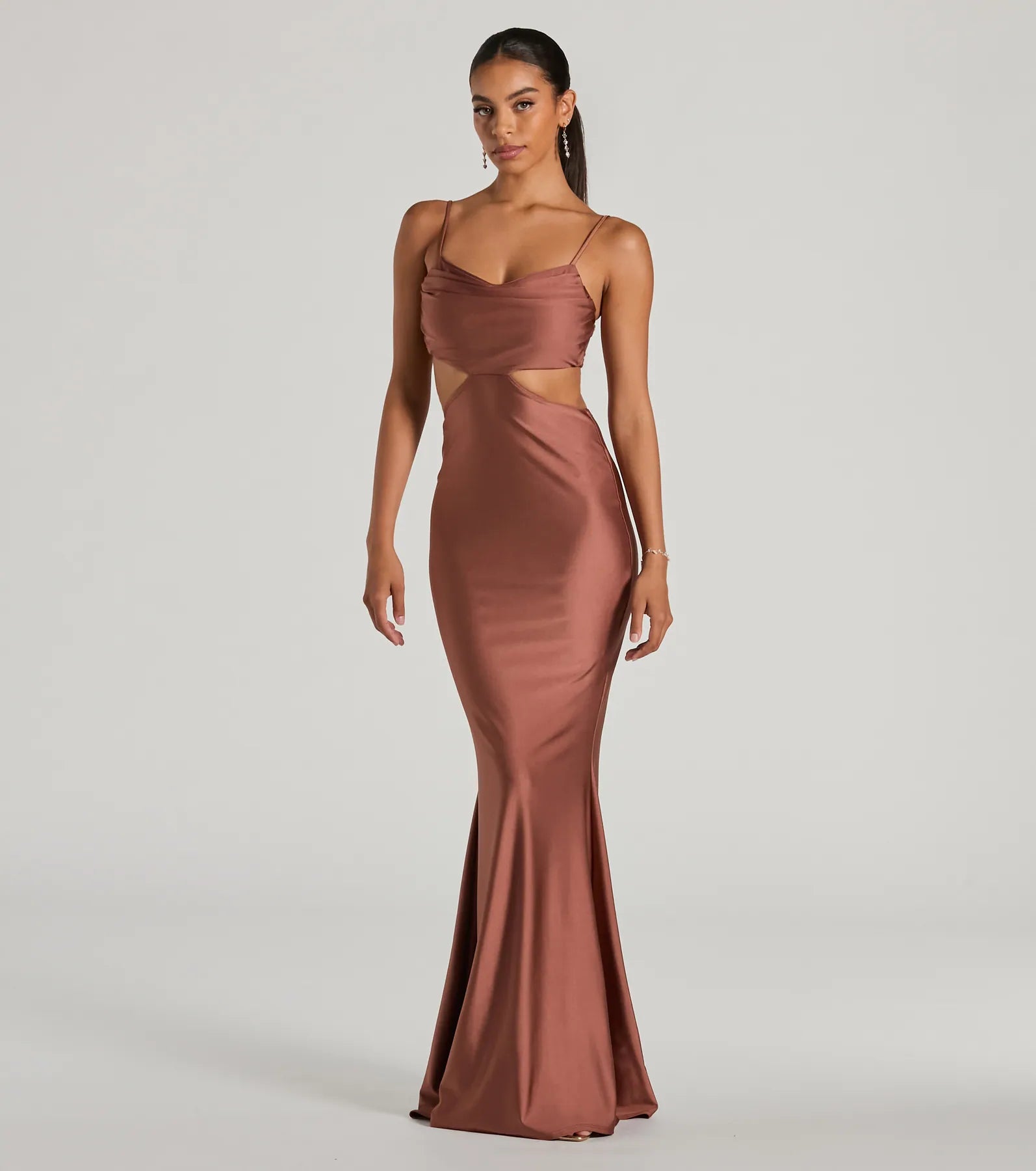 Maxi dresses with a keyhole back for a sexy detailJasmin Cowl Neck Cutout Mermiad Formal Dress