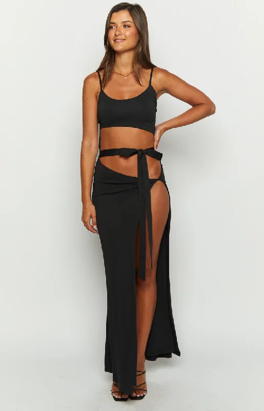 Denim maxi dresses with frayed hems for a casual lookWild Night Black Maxi Dress