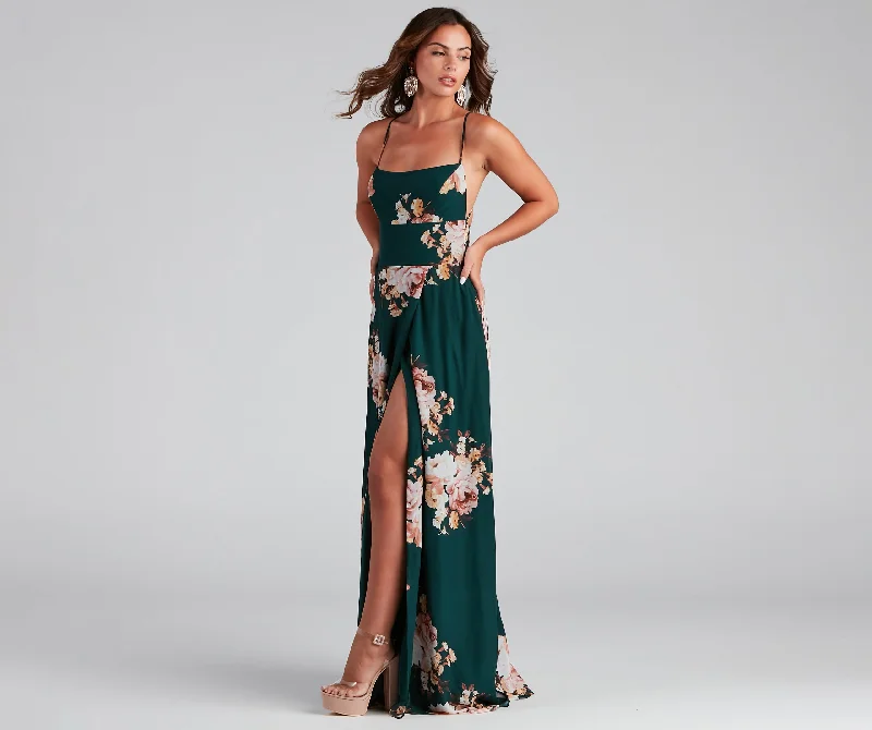 Maxi dresses with thin spaghetti straps for a delicate and feminine feelZen Floral Chiffon Dress