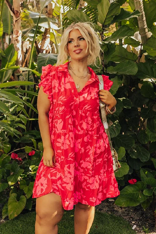 Mini dresses with pocket details for added functionalityCabana Date Floral Dress In Red Curves