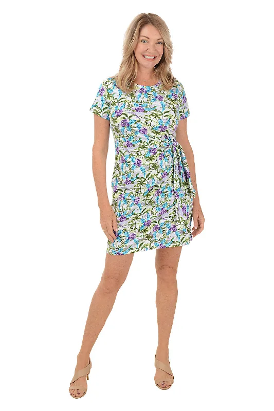 Deco Tropical Short Sleeve Side Tie Dress