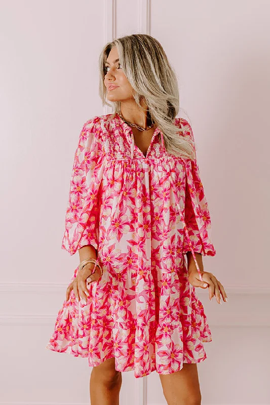 Mini dresses with button - down frontsCoastal Cruise Floral Mini Dress in Pink