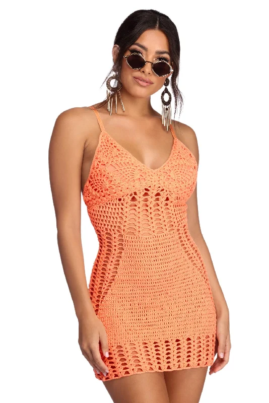 Mini dresses with V - necklines for a flattering shapeCrochet Babe Tunic