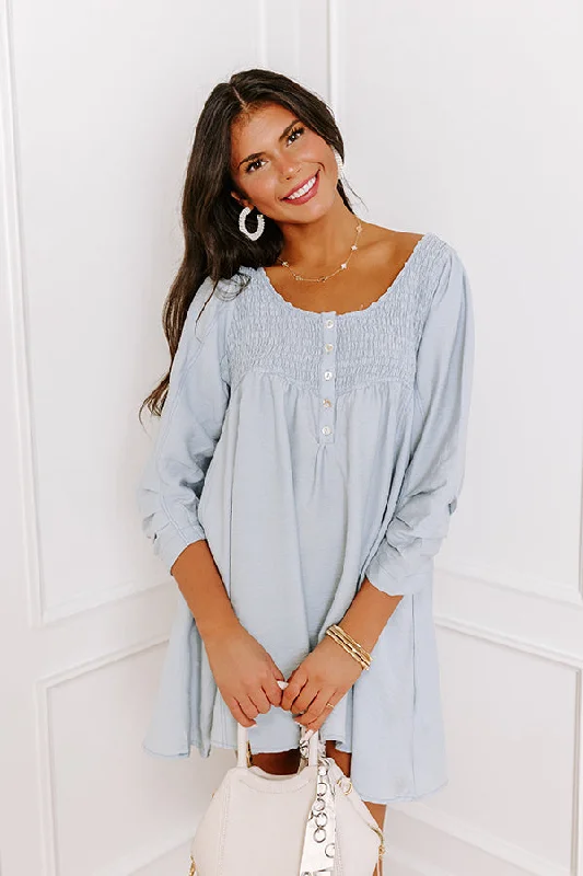 Cotton mini dresses for a comfortable everyday optionManhattan Meeting Tunic Dress In Sky Blue