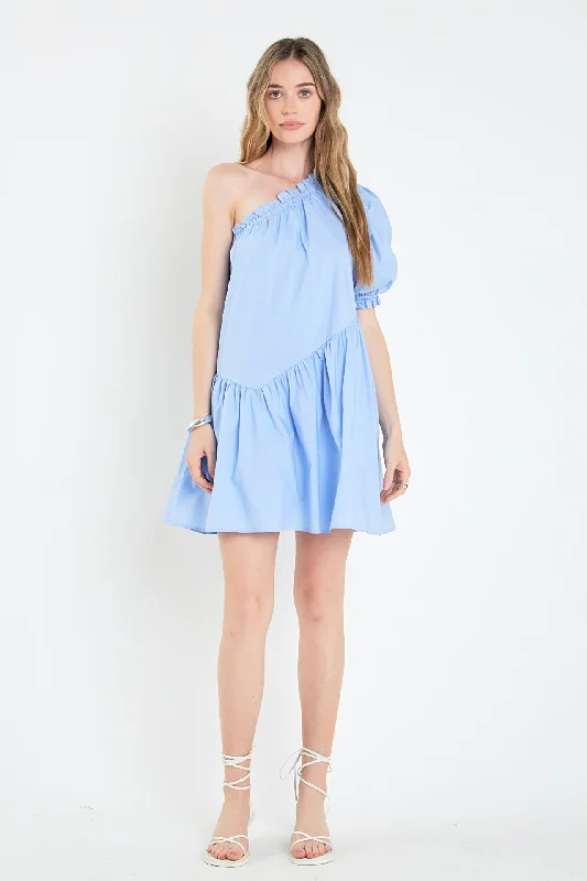 Mini dresses with V - necklines for a flattering shapeOne Shoulder Mini Dress