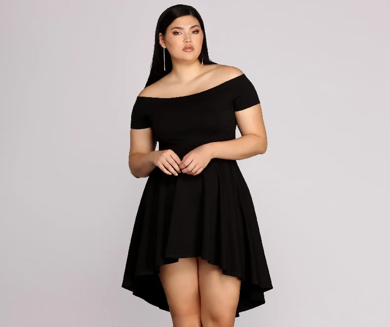 Mini dresses with off - the - shoulder stylesPlus All The Rage Skater Dress