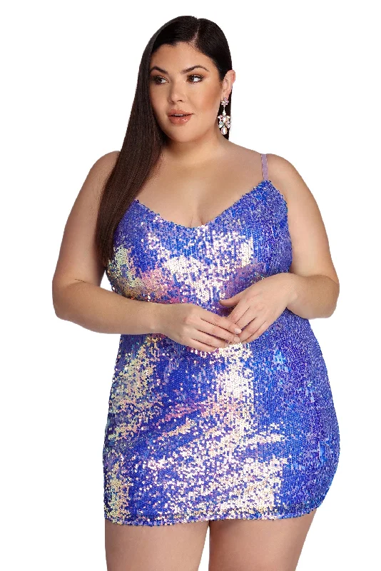 Mini dresses with bow accents for a sweet lookPlus Sequin Glam Mini Dress