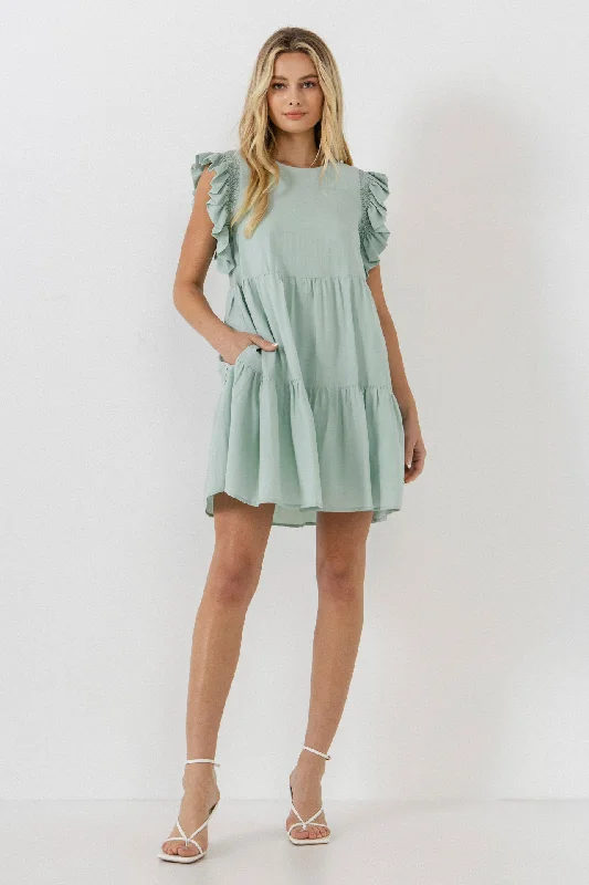 Cotton mini dresses for a comfortable everyday optionRuffled Detail Mini Dress