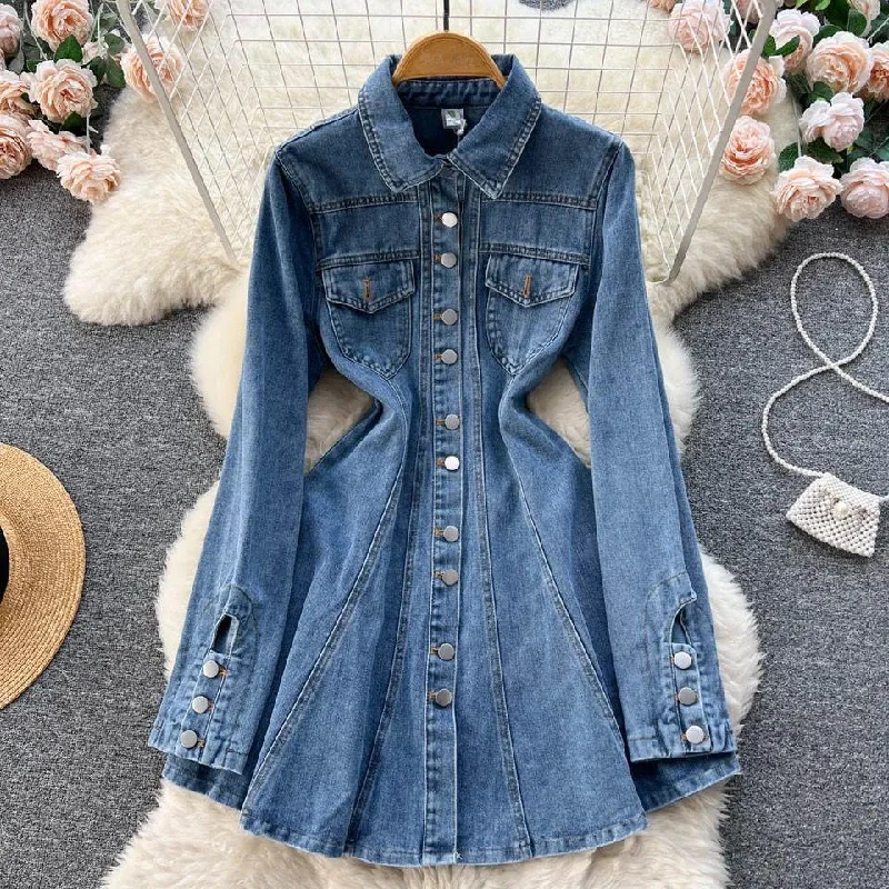 Mini dresses with side slits for a sexy appealSaoirse Denim Dress