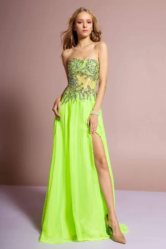 Sleeveless formal dresses with sequined straps and a - line skirts for a classic formal eventElizabeth K - GL1085 Embellished Sweetheart Chiffon A-line Dress