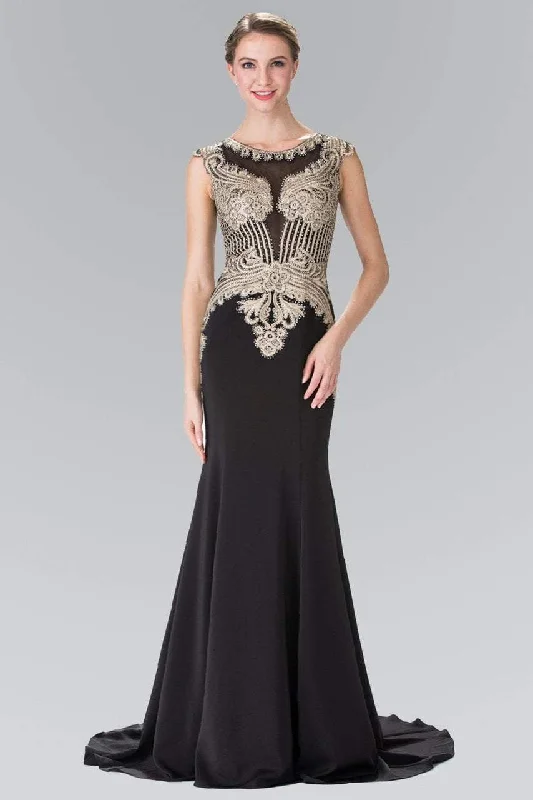 Formal dresses with side - slit pockets and beaded accents for a practical and stylish formal eventElizabeth K - Gold Toned Embroidered Beaded Bodice Gown GL1461