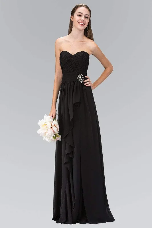 Strapless formal dresses with tulle skirts for a classic prom lookElizabeth K - GL1125 Strapless Ruched Sweetheart Chiffon Dress