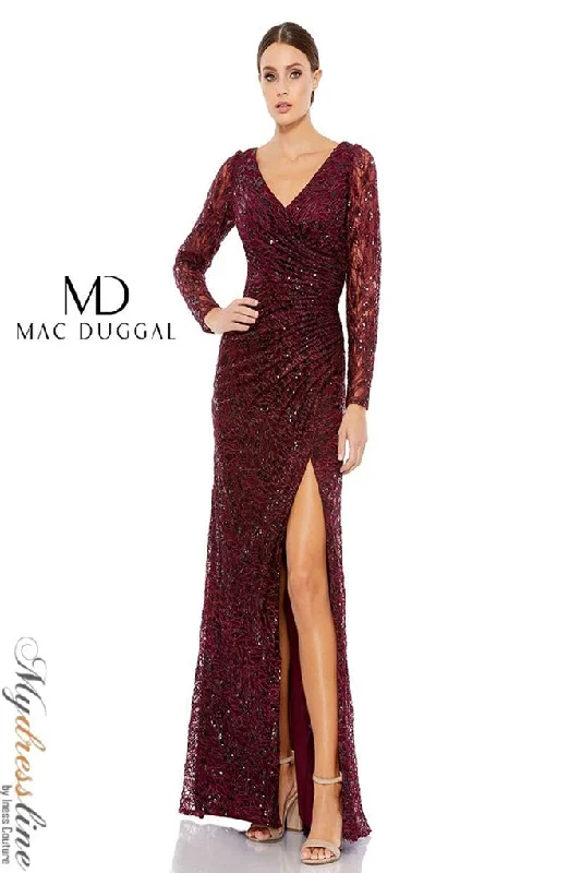 Formal dresses with ruffled skirts and bow accents for a charming prom appearanceMac Duggal 12412