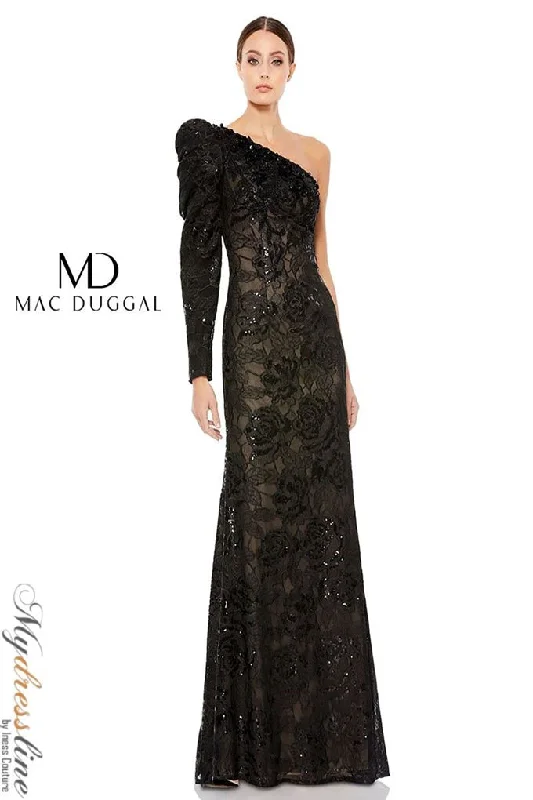 Formal dresses with tiered lace skirts and off - the - shoulder necklines for a feminine and elegant formal appearanceMac Duggal 12444