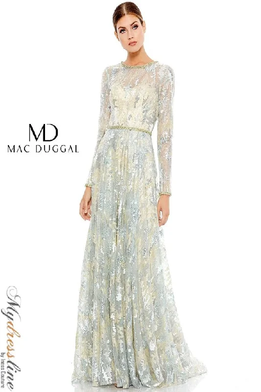 Formal dresses with fringe - trimmed sleeves and wrap - around styles for a bohemian - inspired formal eventMac Duggal 12460D