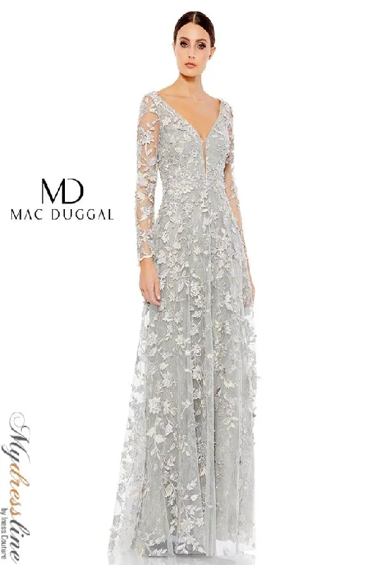 A - line formal dresses with beaded lace appliques for formal eventsMac Duggal 67483