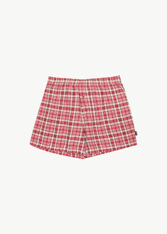 Solid Color Women Shorts in Bright Hues for a Bold StatementAFENDS Mens Check Out - Boxer Brief One Pack - Red Check