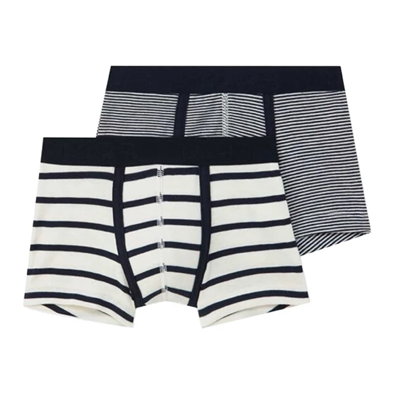 Twill Women Shorts with a Smooth Texture and DurabilityPetit Bateau Boxers 2-pack White/Navy Stripes