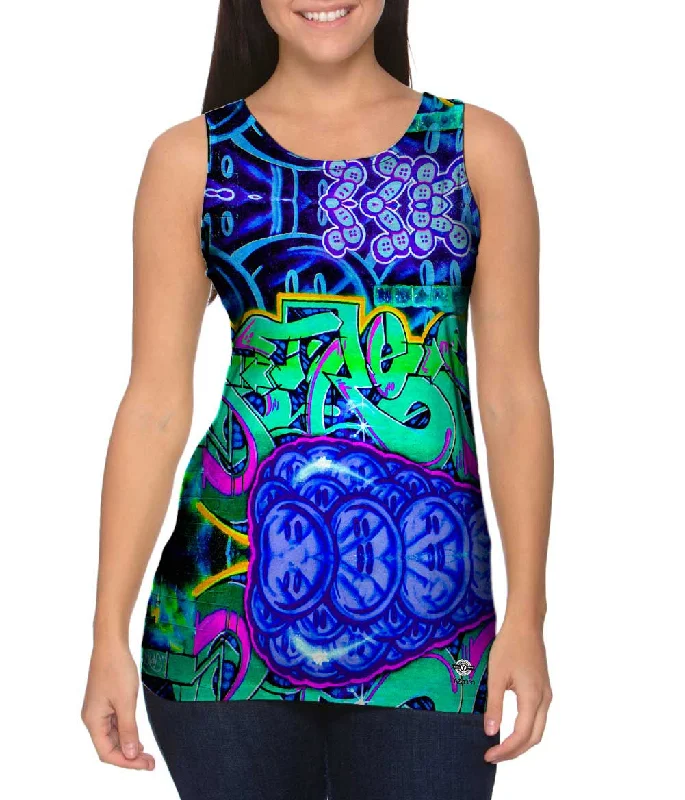 Plus Size Women's Criss - Cross Back Tank Tops in Neon ColorsPurple Slushy Graffiti Art Basel Miami 2013