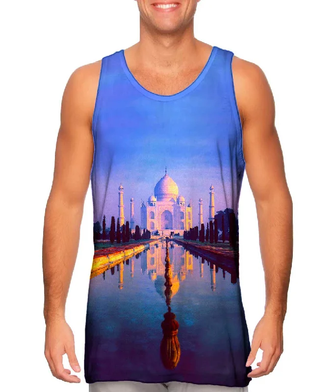 Women's Spaghetti Strap Tank Tops with Geometric PatternsPurple Taj Mahal Sunset