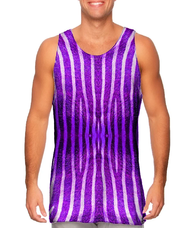 Plus Size Women's Criss - Cross Back Tank Tops in Neon ColorsPurple Zebra Stripes Copy