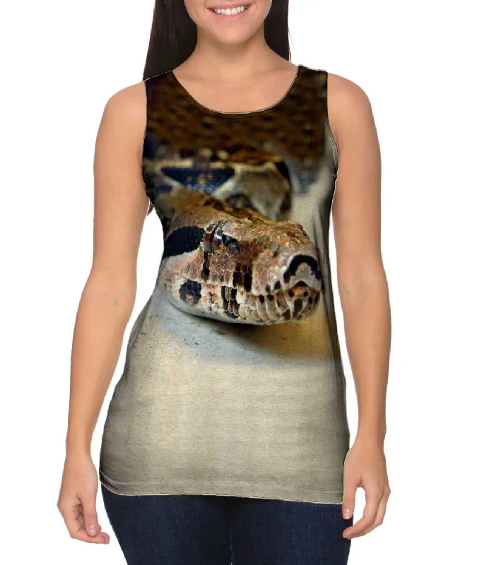 V - Neck Women's Moisture - Wicking Tank Tops for RunningPython Slithering Snake