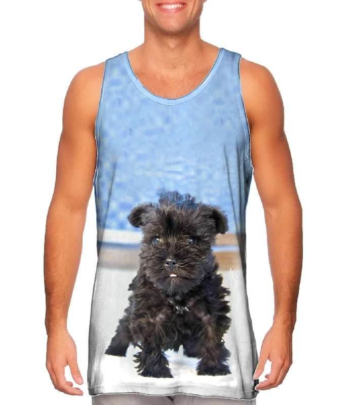 Women's Longline Tank Tops with Abstract PrintsQuirky Schnauzer Poolside