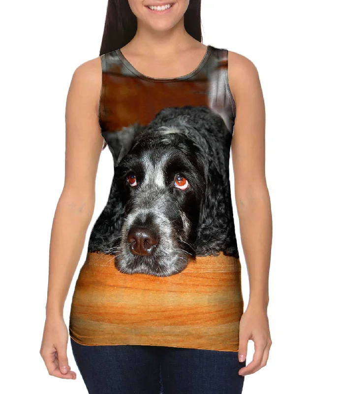 Plus Size Women's Criss - Cross Back Tank Tops in Neon ColorsQuizzical Cocker Spaniel