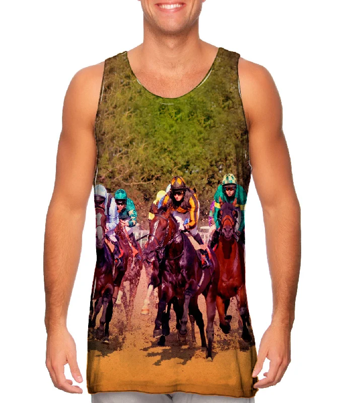 Crew Neck Women's Sustainable Tank Tops Made from Recycled MaterialsRace Horse Fight