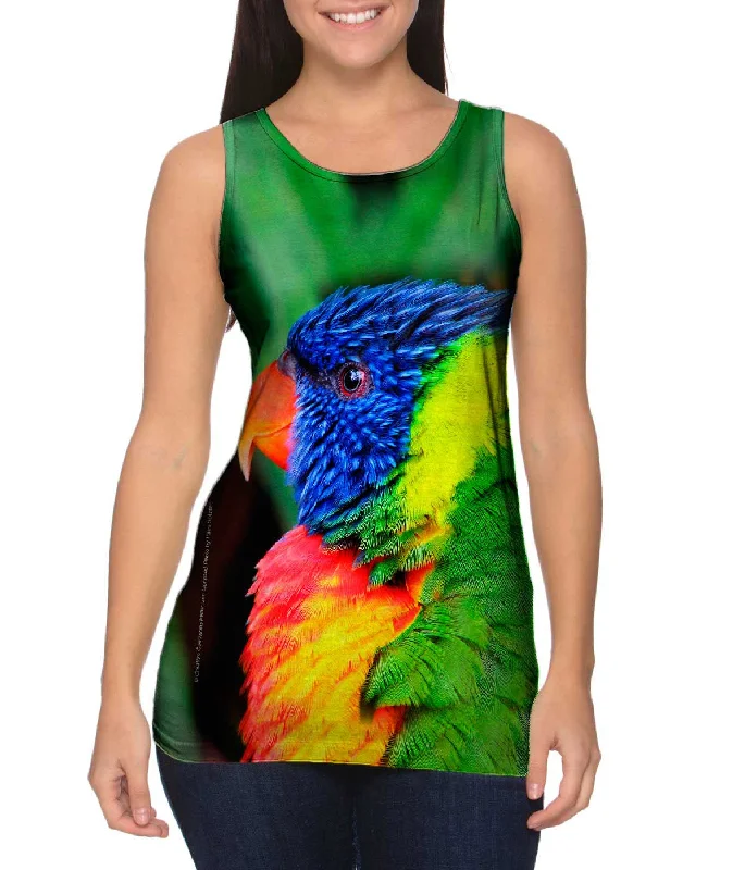 Halter Neck Women's Modal Blend Tank Tops for ComfortRainbow Parrot