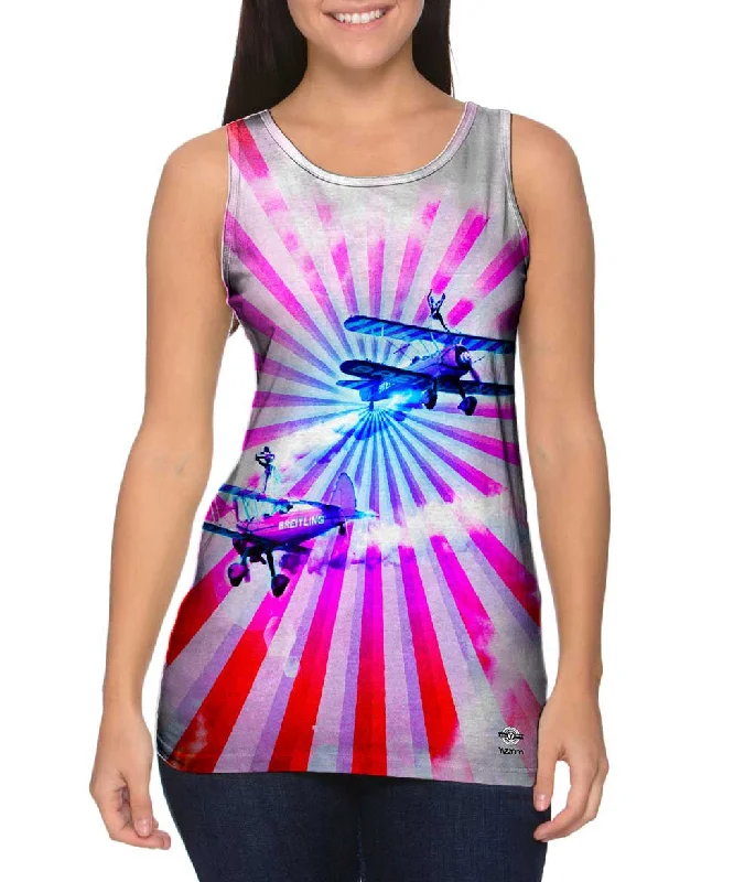 Women's Button - Down Tank Tops in Striped PatternsRainbow Stunt Devils