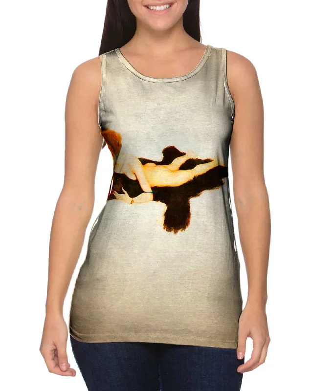 Women's Button - Down Tank Tops in Striped PatternsRaphael Kirchner - "Woman on Bear Rug"