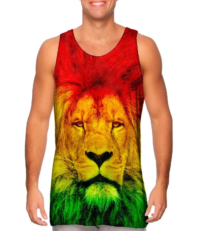 Women's Cropped Tank Tops with Vintage Band LogosRastafarian Lion