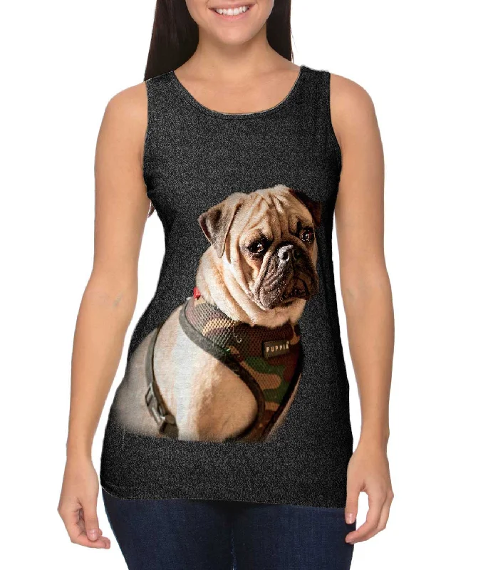 Women's Longline Tank Tops with Abstract PrintsReady For Trouble Pug