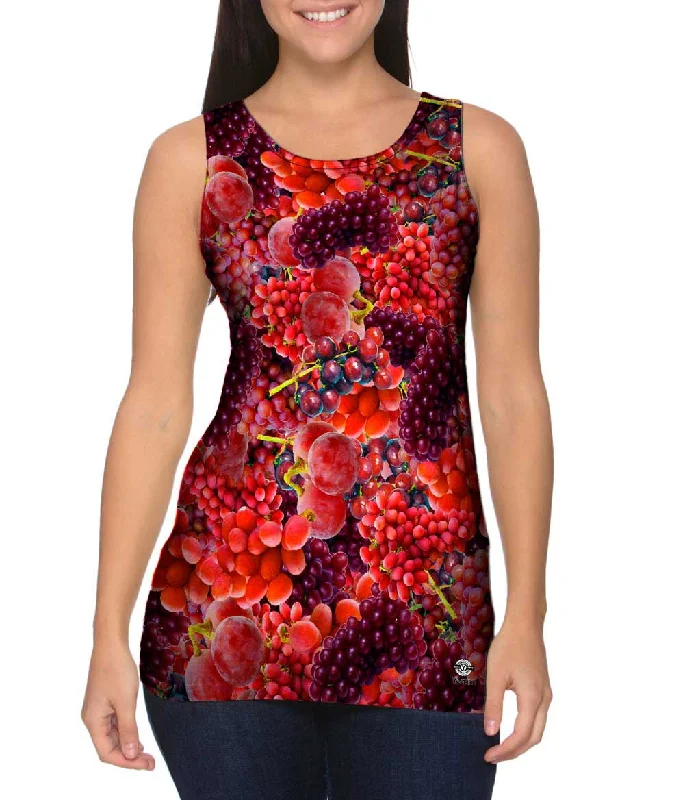 Plus Size Women's Embroidered Tank Tops in Boho StylesRed Grapes Jumbo