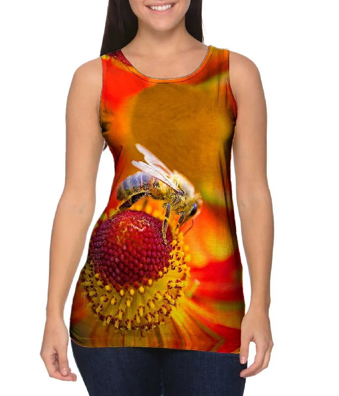 Women's Spaghetti Strap Tank Tops with Geometric PatternsRed Love Honey Bee