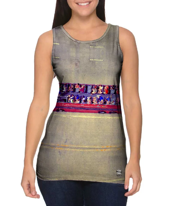 One - Shoulder Women's Rayon Blend Tank Tops for a Flowy LookRed Tour Bus Chicago Tourists