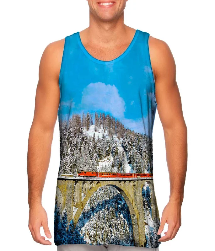 High - Neck Women's Silk Blend Tank Tops for a Luxurious FeelRed Train Swiss Alps