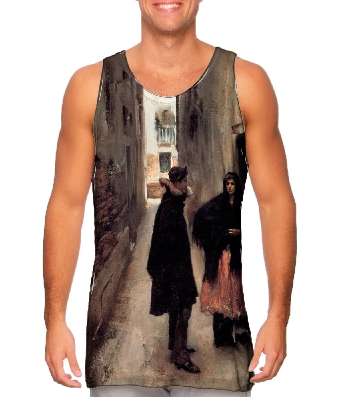 Women's Button - Down Tank Tops in Striped PatternsSargent -"Street in Venice" (1882)