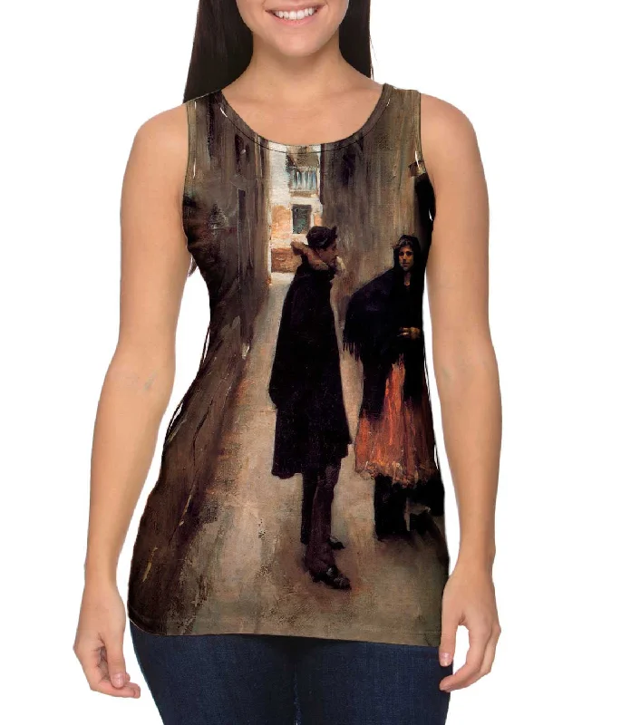 Mock Neck Women's Performance Tank Tops for CyclingSargent -"Street in Venice" (1882)