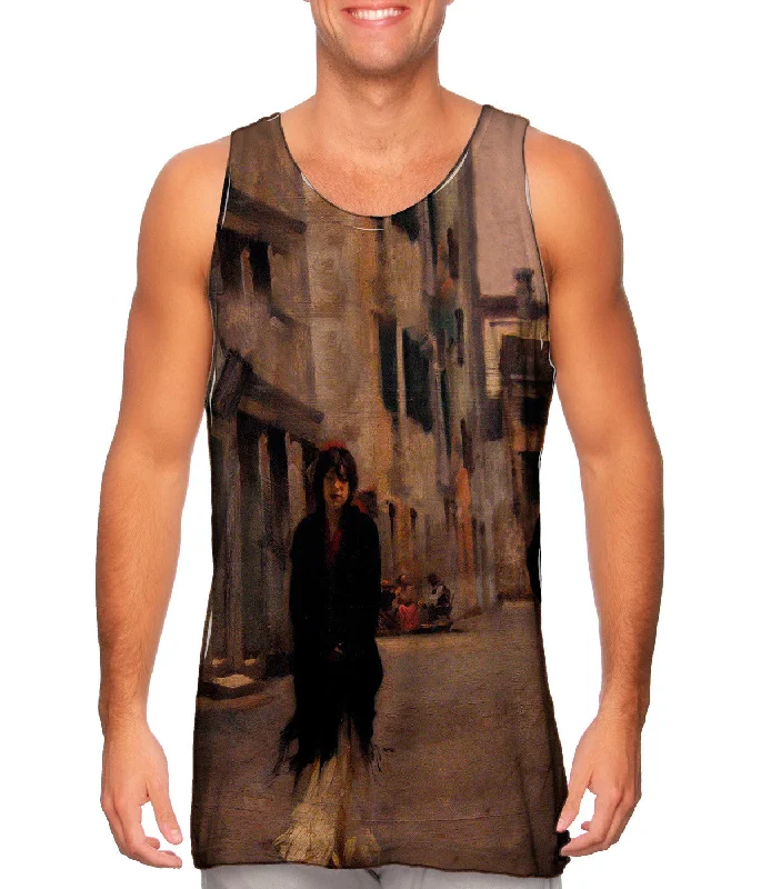 Plus Size Women's Embroidered Tank Tops in Boho StylesSargent -"Street in Venice II" (1882)