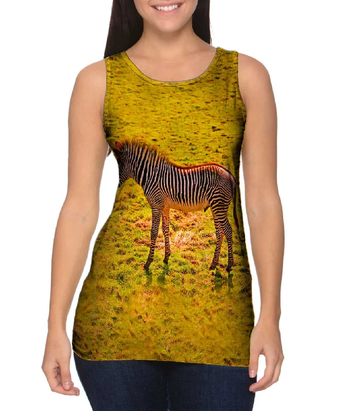 Crew Neck Women's Sustainable Tank Tops Made from Recycled MaterialsSavannah Zebra