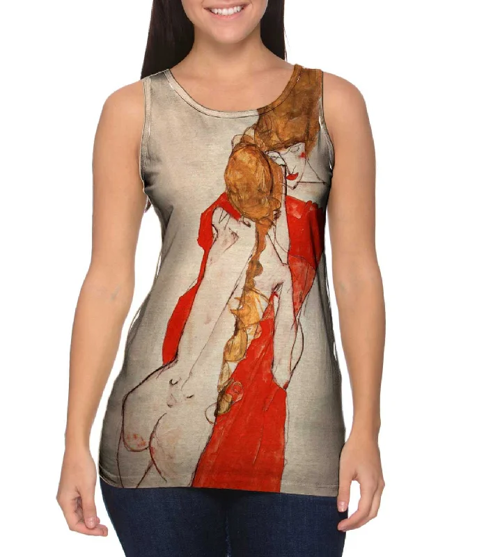 Mock Neck Women's Performance Tank Tops for CyclingSchiele -"Mother and Daughter" (1913)