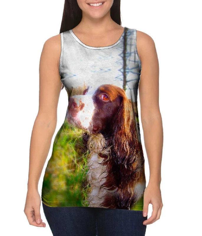 Square Neck Women's Organic Cotton Tank Tops in Earth TonesScruffy Haired Cocker Spaniel