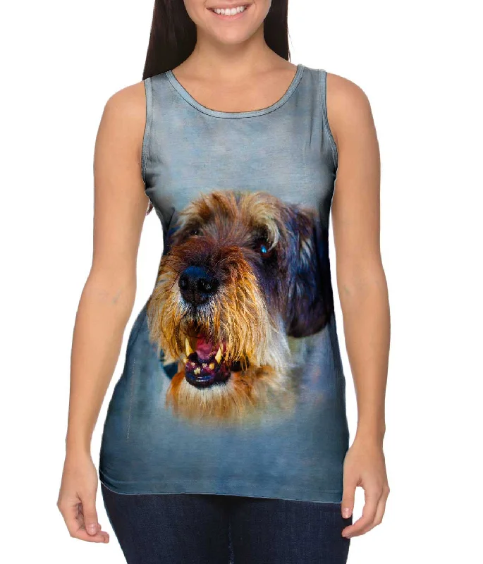 Scoop Neck Women's Linen Blend Tank Tops for SummerScruffy Time Dog