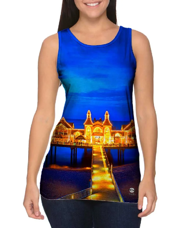 Women's Sleeveless Ribbed Tank Tops for a Trendy LookSeebrucke Lights A Glow Blue Sunset