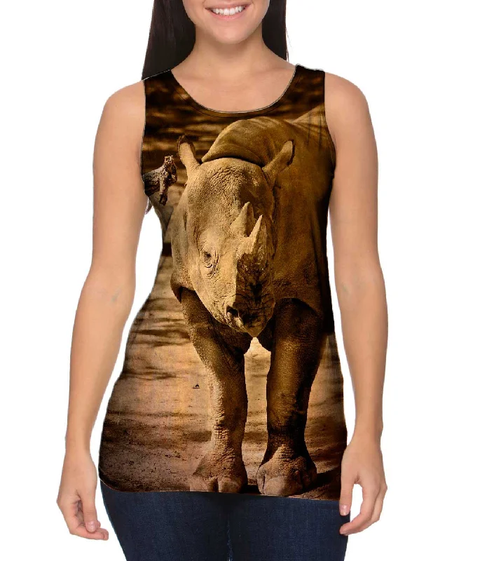 Women's Spaghetti Strap Tank Tops with Geometric PatternsSepia Rhino