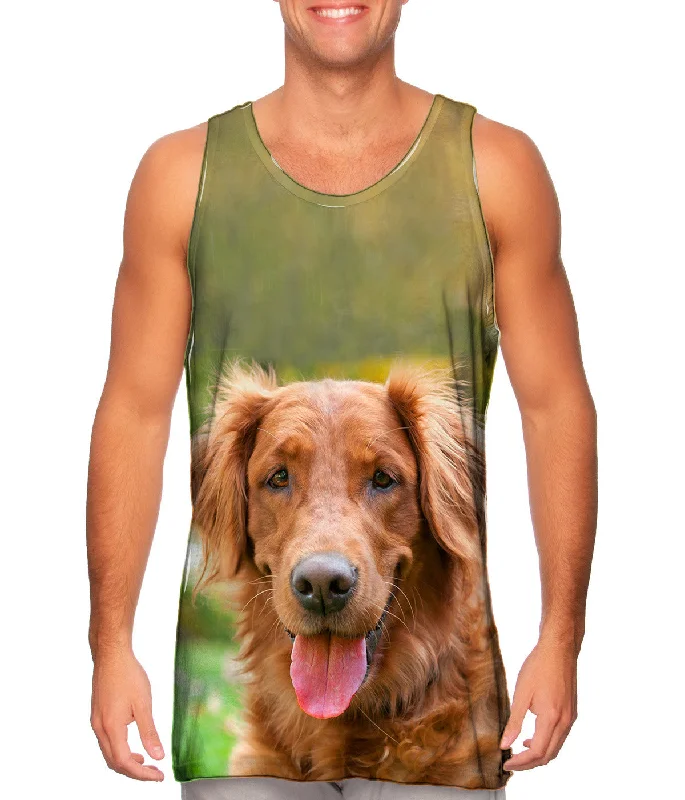 Scoop Neck Women's Linen Blend Tank Tops for SummerShaggy Eared Golden Lab