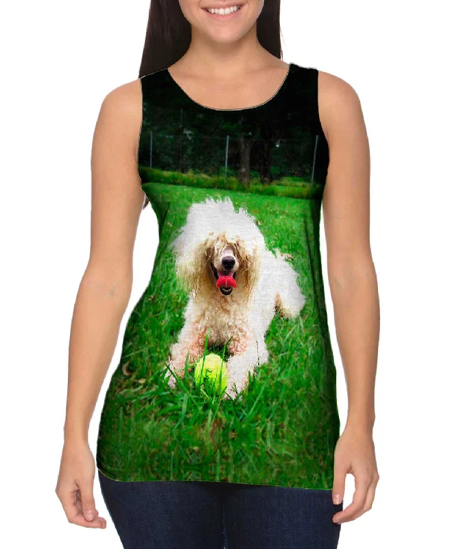 Women's Spaghetti Strap Tank Tops with Geometric PatternsShaggy Haired Poodle