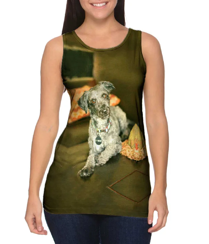 Plus Size Women's Side - Slit Tank Tops in Metallic ShadesShaggy Schnauzer